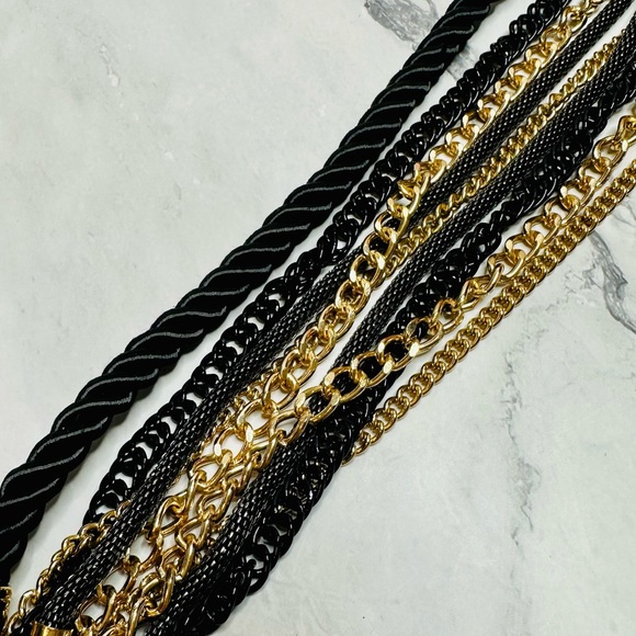 NEW! MIKA Signed Black & Gold Multi Strand Rope & Chain Necklace - Picture 14 of 17
